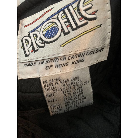 Vintage Profile Womens Ski Snow Pants Size 10 Reg Black Stirrup Zipper Pocket - Picture 5 of 8